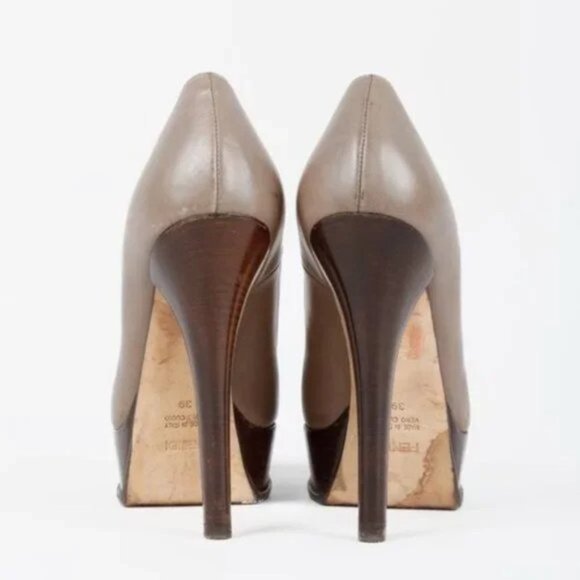 Fendi Fendista Taupe Leather Pumps - Picture 3 of 10